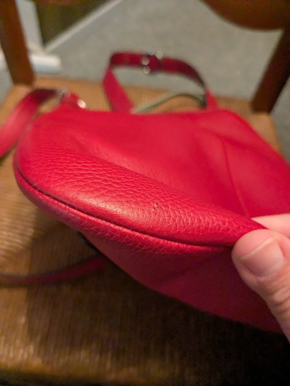 COACH Red Pebble Leather Purse w/Adjustable Shoulder Strap, Vintage, EUC!!!